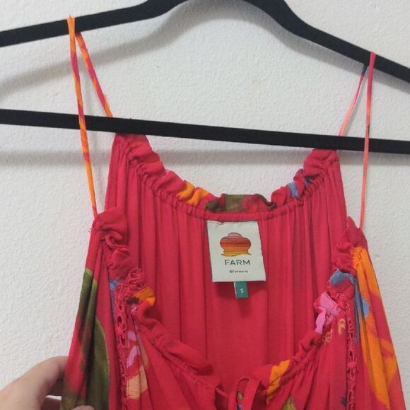 Farm Rio Mixed Fruit Ocean Tiered Midi Dress - Picture 9 of 11